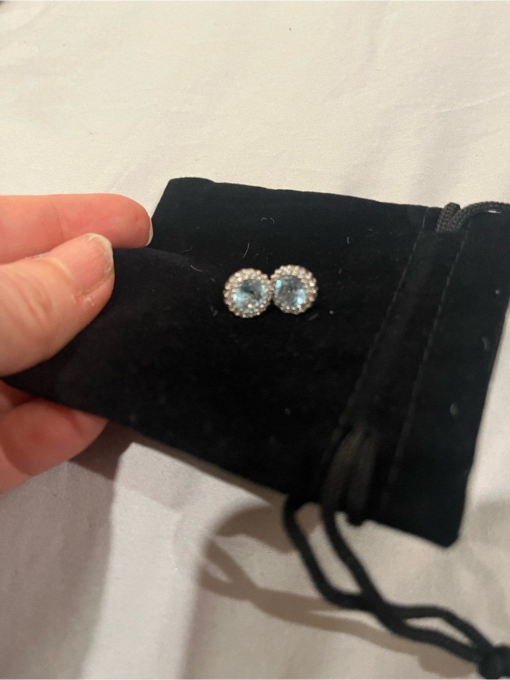 Freida Rothman Topaz Blue Halo Crystal Stud Earrings